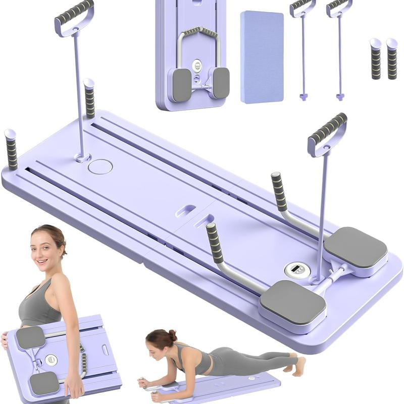 Pilates Board - 2024 Pilates Reformer Set, Multi-Purpose Foldable Pilates Reformer Board for Home, 5 in 1 Pilates Sliding Board (Pink)