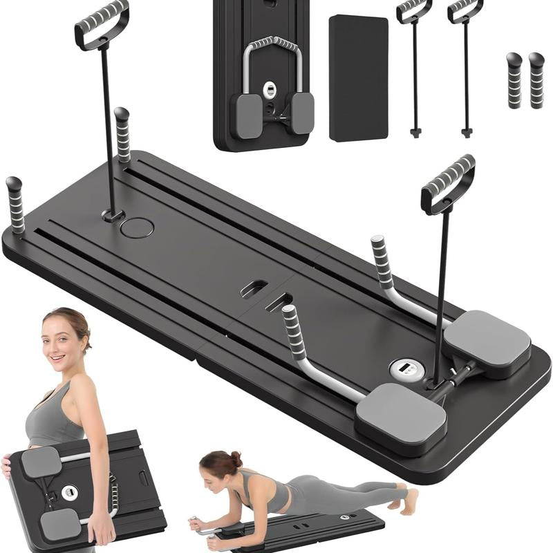 Pilates Board - 2024 Pilates Reformer Set, Multi-Purpose Foldable Pilates Reformer Board for Home, 5 in 1 Pilates Sliding Board (Pink)