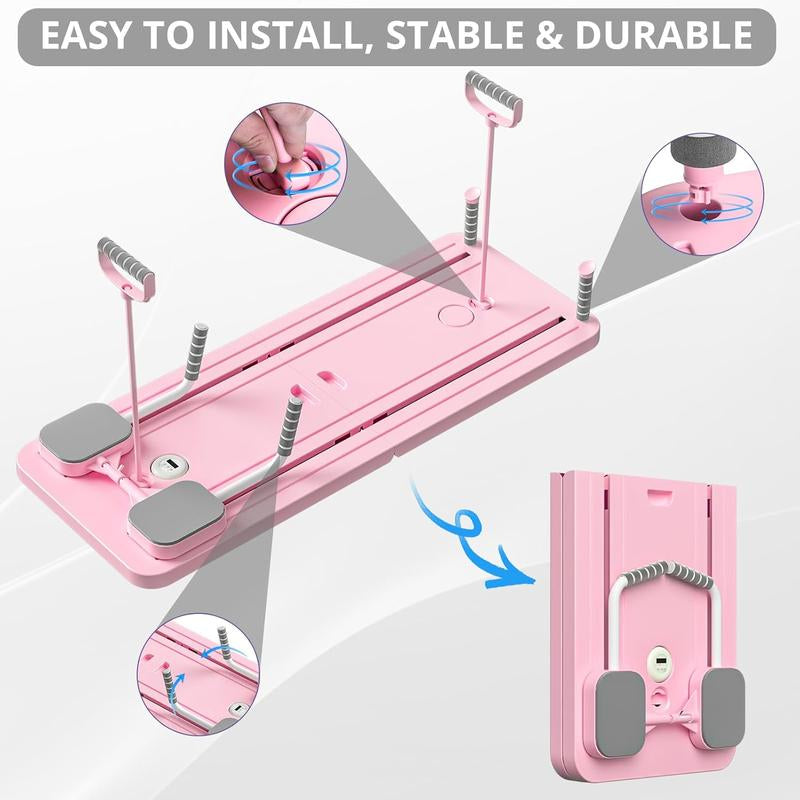 Pilates Board - 2024 Pilates Reformer Set, Multi-Purpose Foldable Pilates Reformer Board for Home, 5 in 1 Pilates Sliding Board (Pink)