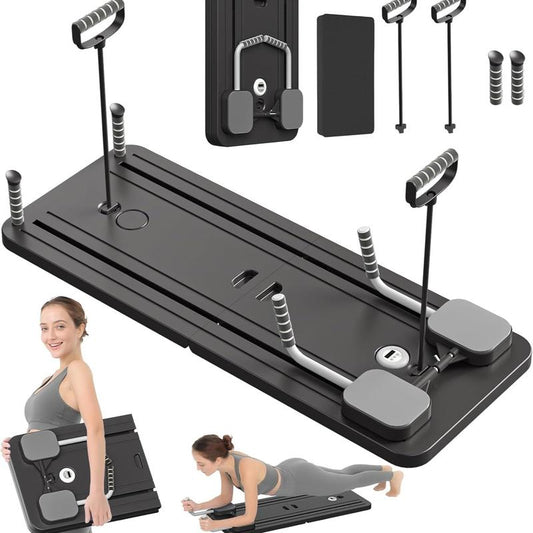 Pilates Board - 2024 Pilates Reformer Set, Multi-Purpose Foldable Pilates Reformer Board for Home, 5 in 1 Pilates Sliding Board (Pink)