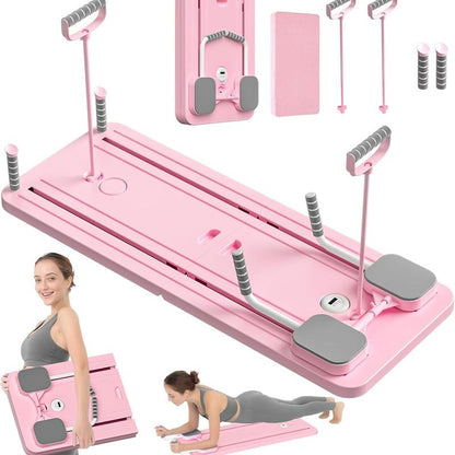 Pilates Board - 2024 Pilates Reformer Set, Multi-Purpose Foldable Pilates Reformer Board for Home, 5 in 1 Pilates Sliding Board (Pink)